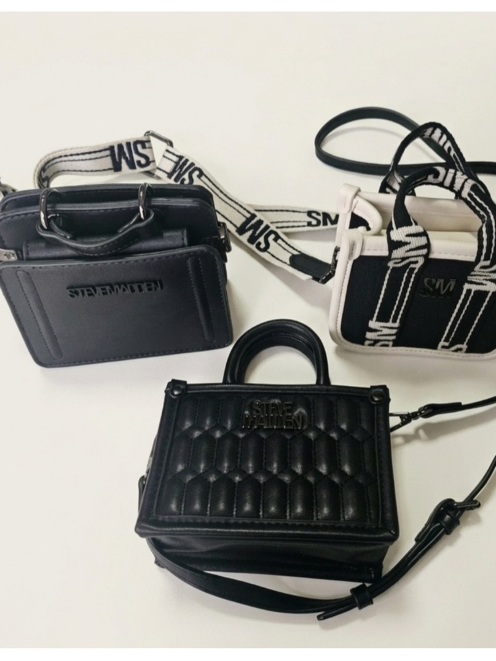 Steve Madden Black Quilted Mini Satchel with Top Handle - Picture 2 of 5